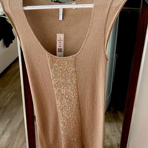 Tan top with beading detail